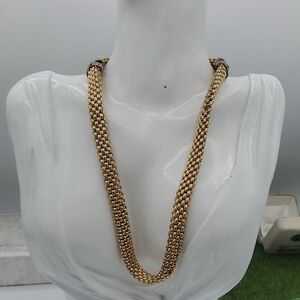 Classy Gold Tone Hollwood Mesh Styled Necklace N3910 16 Inch